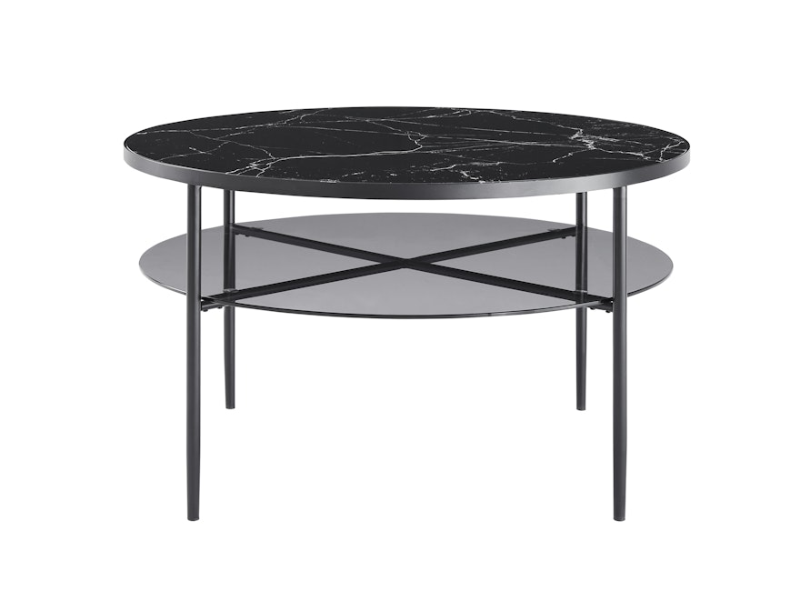 SalesFever® Couchtisch Ø 81 cm mit Tischplatte in Marmoroptik Schwarz NOCTIS 366905 - 1