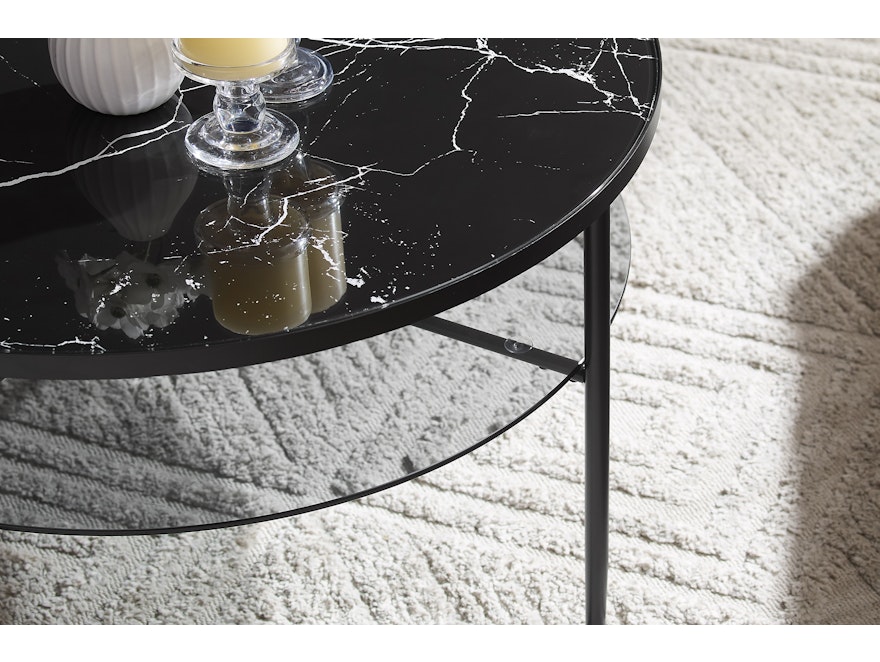 SalesFever® Couchtisch Ø 81 cm mit Tischplatte in Marmoroptik Schwarz NOCTIS 366905 - 7