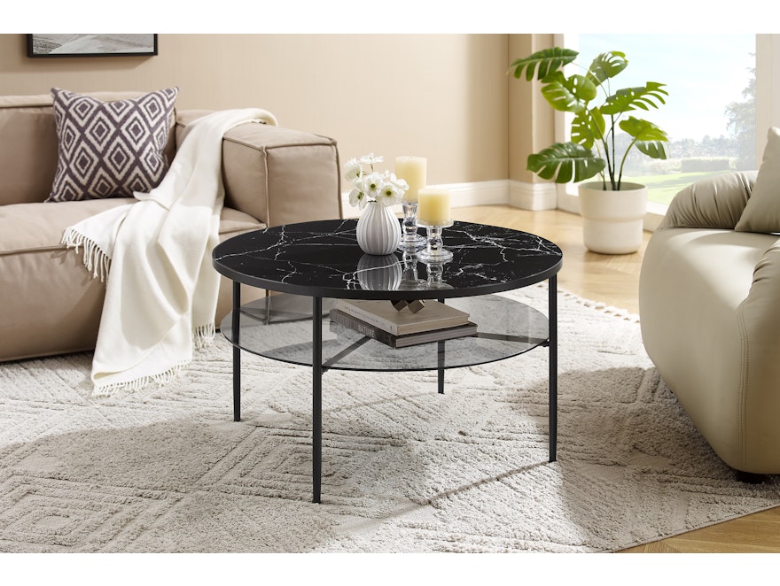 SalesFever® Couchtisch Ø 81 cm mit Tischplatte in Marmoroptik Schwarz NOCTIS 366905 - 3
