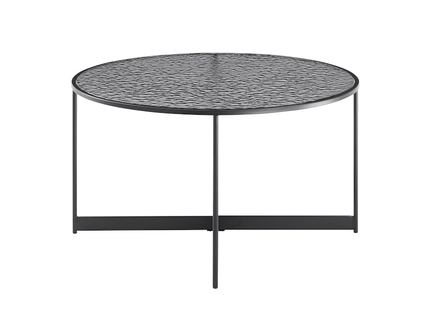 SalesFever® Couchtisch Ø 80 cm mit Glasplatte in Strukturoptik Schwarz VANTA 366912 - 3
