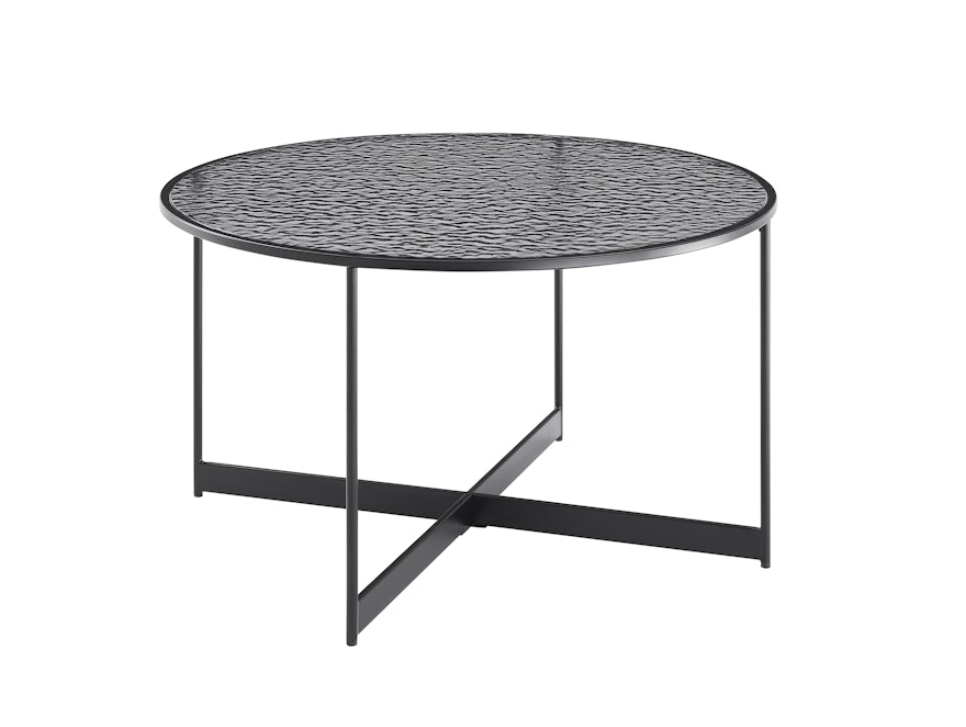 SalesFever® Couchtisch Ø 80 cm mit Glasplatte in Strukturoptik Schwarz VANTA 366912 - 4
