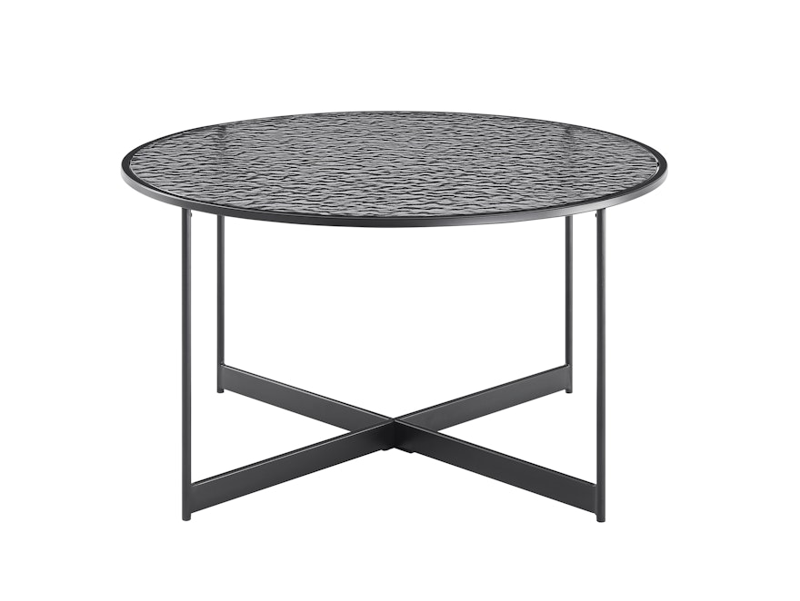 SalesFever® Couchtisch Ø 80 cm mit Glasplatte in Strukturoptik Schwarz VANTA 366912 - 1