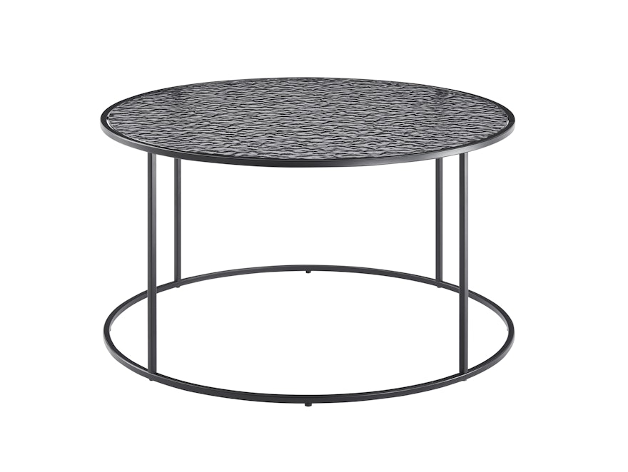 SalesFever® Couchtisch Ø 80 cm mit Glasplatte in Strukturoptik Schwarz VELAR 366936 - 1