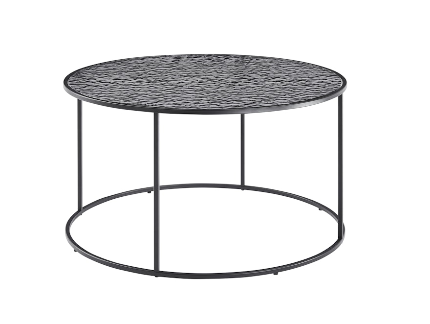 SalesFever® Couchtisch Ø 80 cm mit Glasplatte in Strukturoptik Schwarz VELAR 366936 - 2