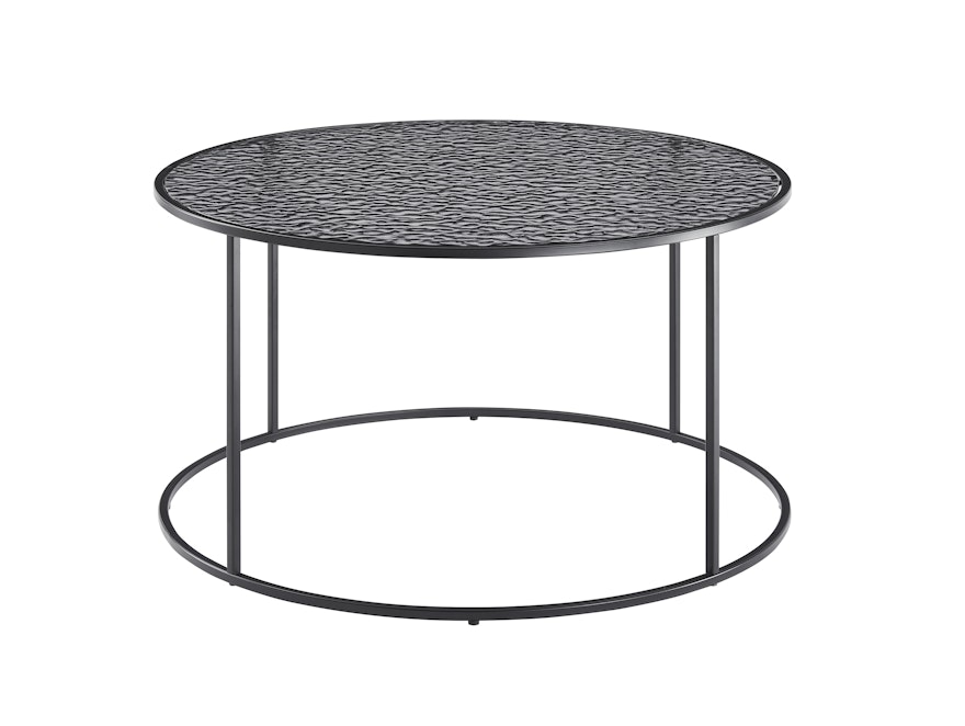 SalesFever® Couchtisch Ø 80 cm mit Glasplatte in Strukturoptik Schwarz VELAR 366936 - 4
