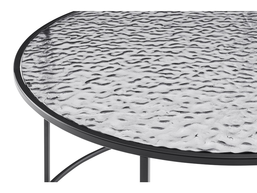 SalesFever® Couchtisch Ø 80 cm mit Glasplatte in Strukturoptik Schwarz VELAR 366936 - 5