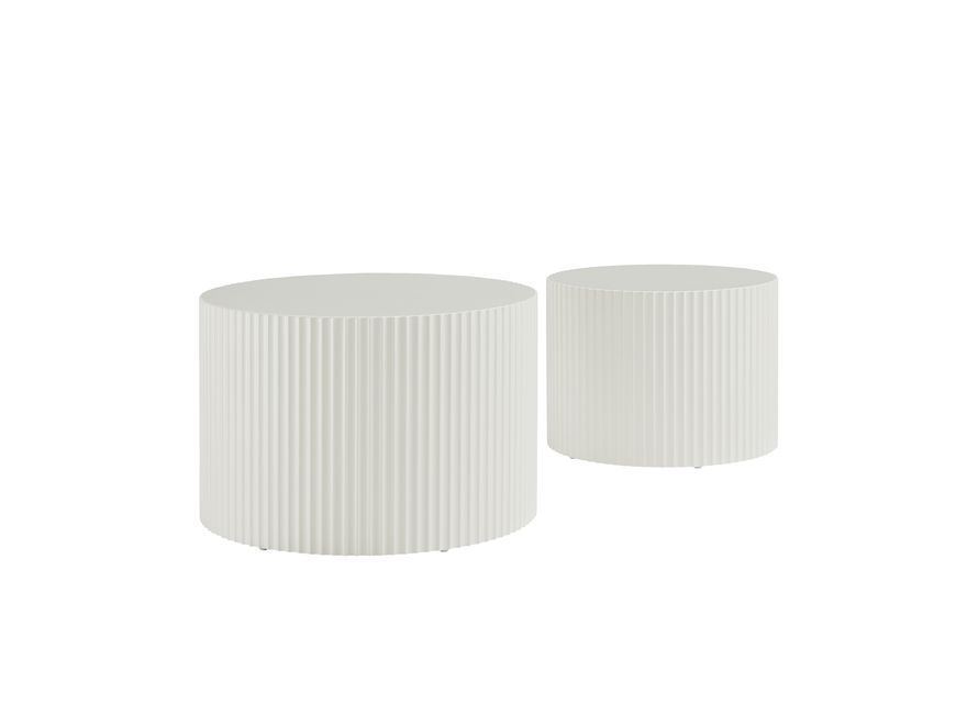 SalesFever® Couchtisch 2er Set mit Rillenstruktur matt lackiert in Weiß SKARA II 367100 - 2