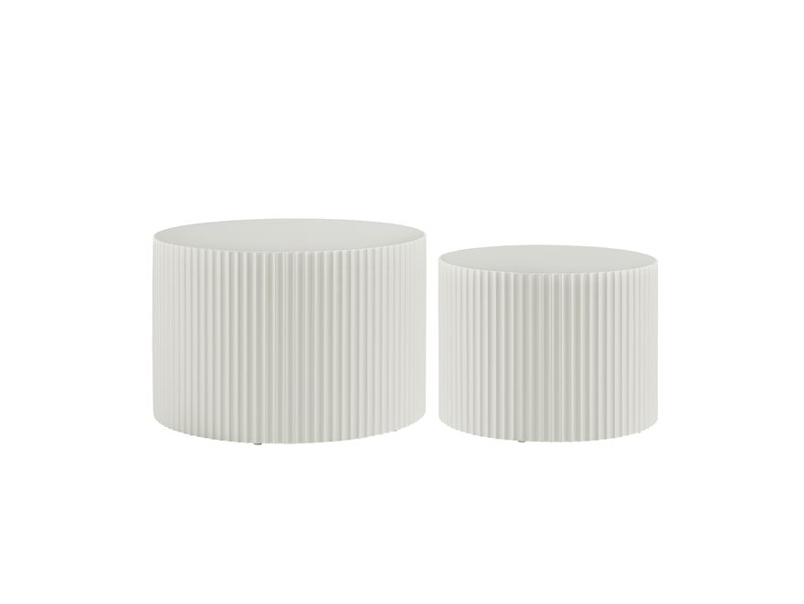 SalesFever® Couchtisch 2er Set mit Rillenstruktur matt lackiert in Weiß SKARA II 367100 - 3