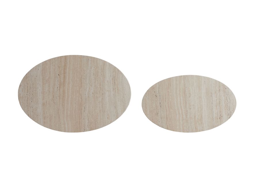 SalesFever® Couchtisch oval 2er Set in Travertinoptik Beige HARLEY 367001 - 6