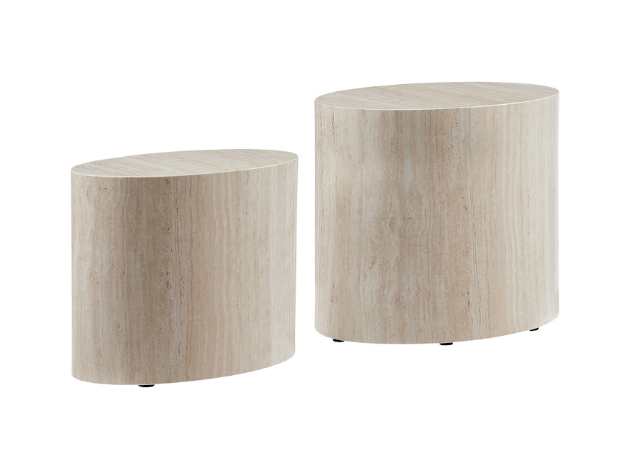 SalesFever® Couchtisch oval 2er Set in Travertinoptik Beige HARLEY 367001 - 1
