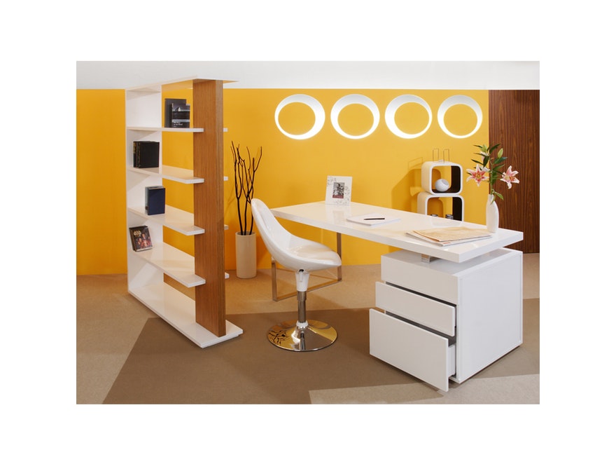 SalesFever® Schreibtisch 140 x 70 cm White Line mit Container 5718 - 5