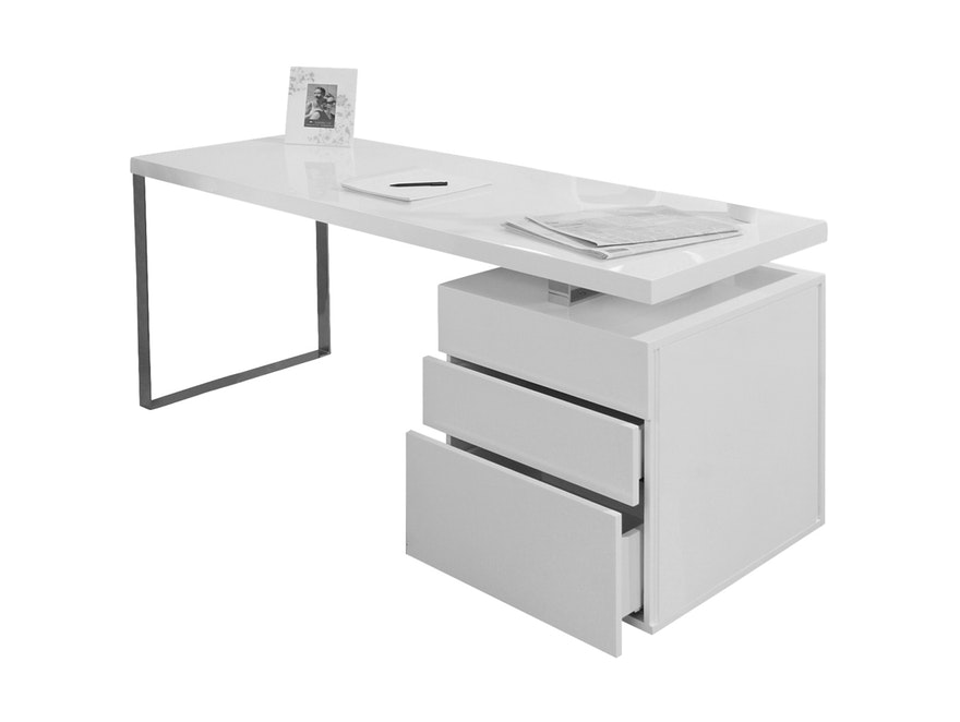 SalesFever® Schreibtisch 140 x 70 cm White Line mit Container 5718 - 1