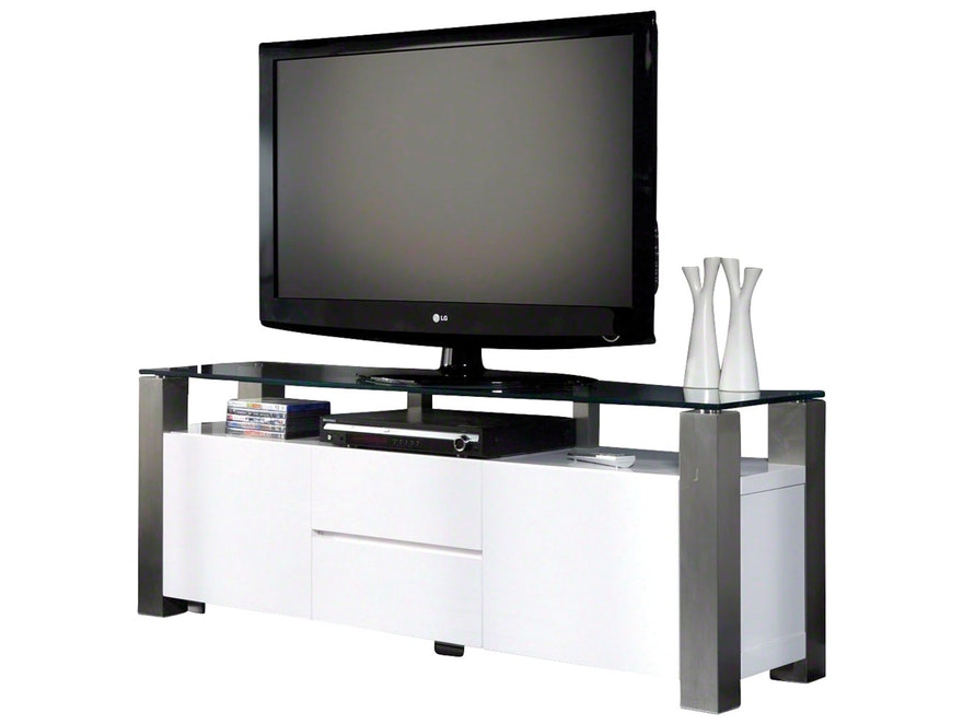 SalesFever® TV Board Dakuri mit Glasplatte Beine Edelstahl 11732 - 1