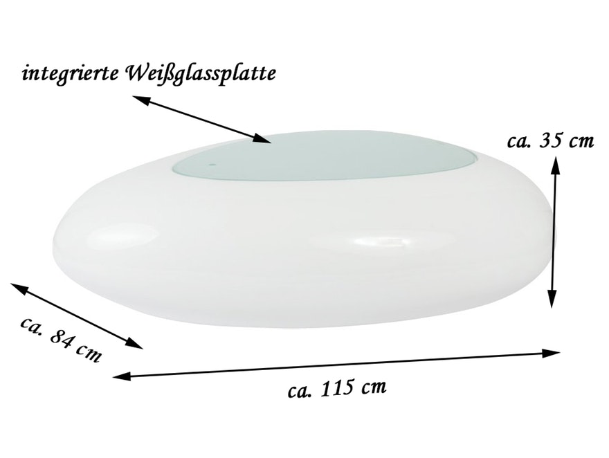 SalesFever® Couchtisch weiß hochglanz 115 cm Wohnzimmertisch oval JAIK n-9919 - 3