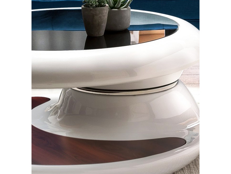 SalesFever® Couchtisch weiß 360 Grad drehbar 90 cm Glasplatte ENRIC n-9920 - 4